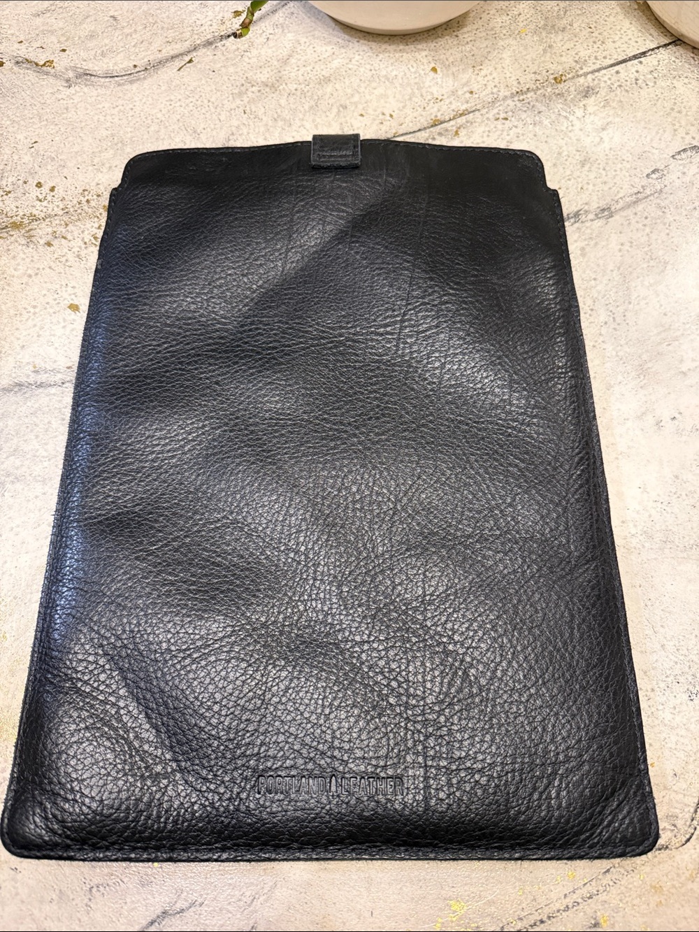Portland Leather Black Pebbled Leather Tablet Sleeve - Picture 2 of 5